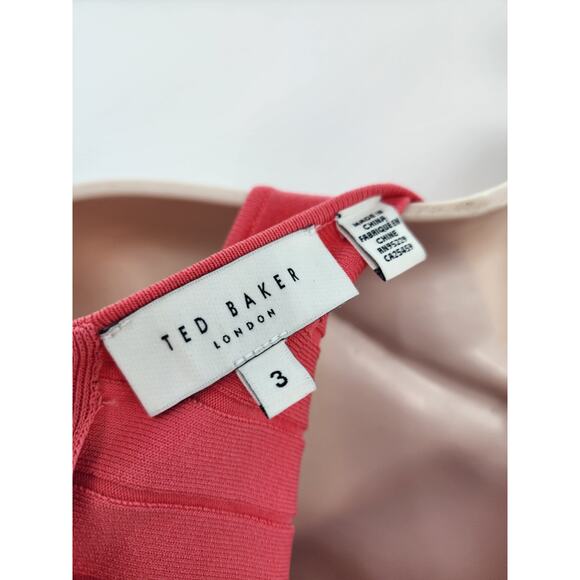 Ted Baker Loueli Cross Front Pleated Midi Dress Coral Size 3 US 10-12 - Picture 13 of 16
